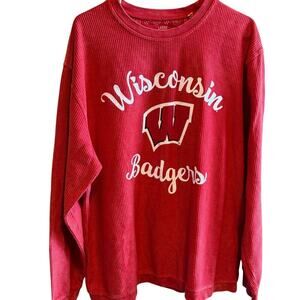 Wisconsin Badger Red Oversized Pullover Corduroy Look Women’s Size Large